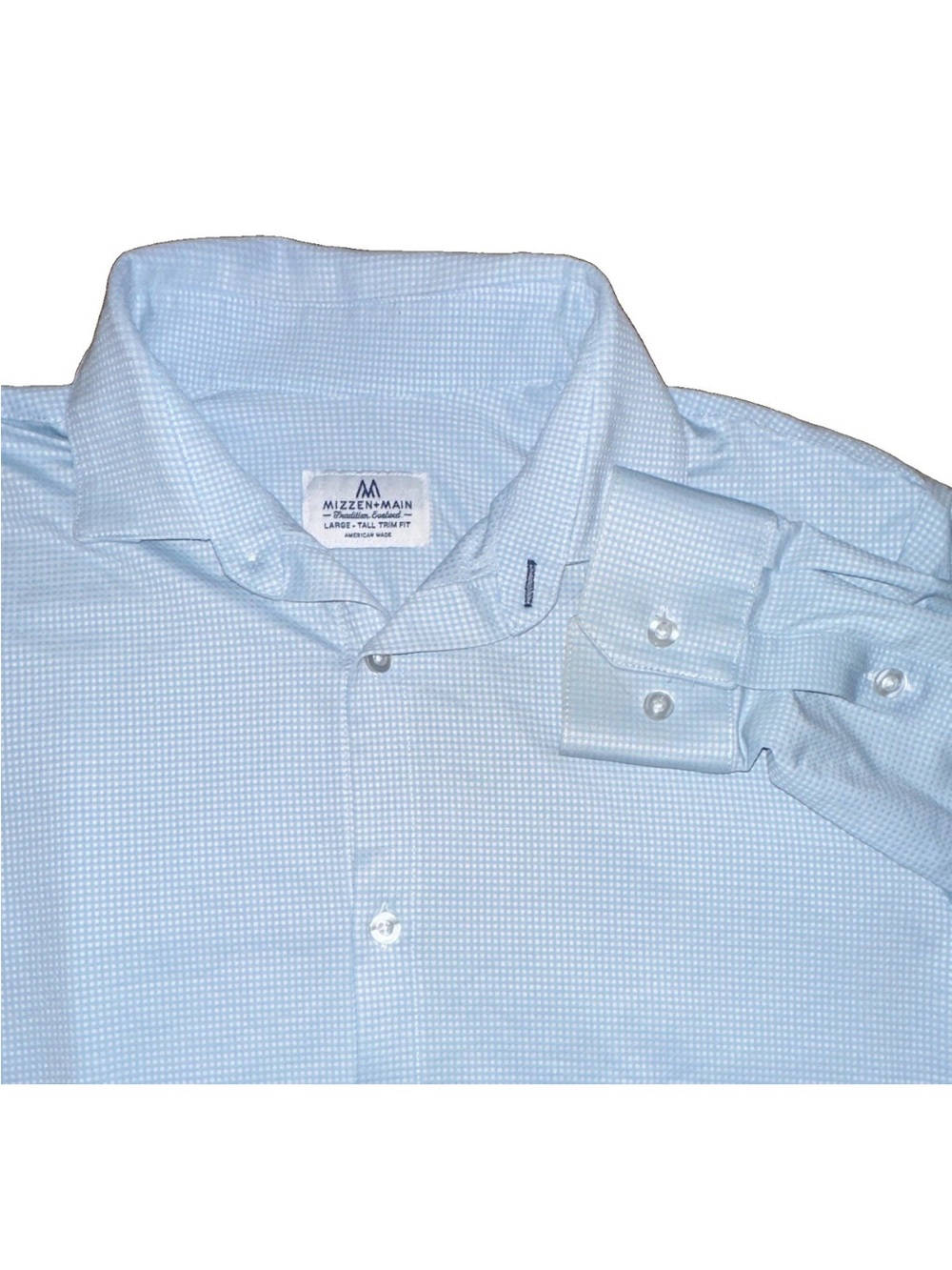 Mizzen+Main Sky Blue Micro-Check Dress Shirt